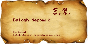 Balogh Nepomuk névjegykártya